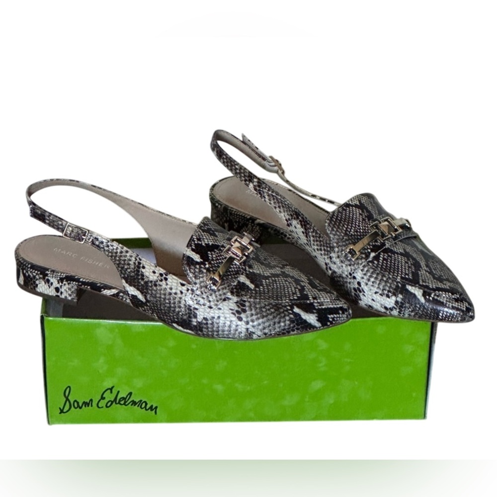 MARC FISHER REPTILE PRINT SLINGBACK FLATS - NWOT
